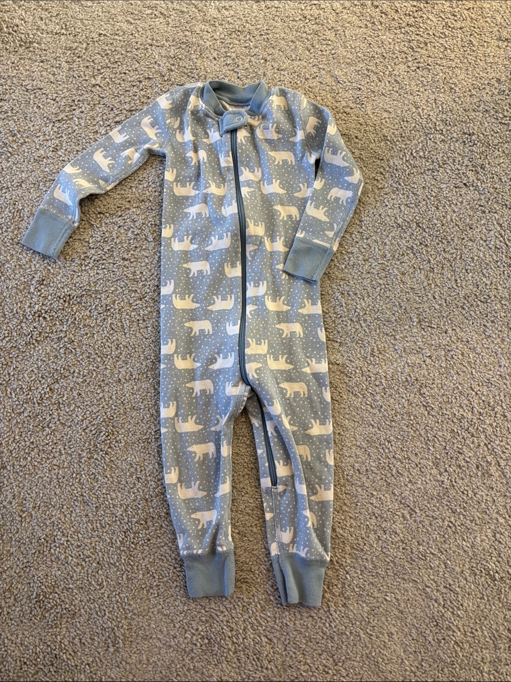 Hanna Andersson Light Blue Polar Bear Print One-Piece Footie